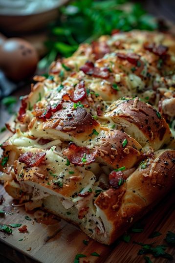 Chicken Bacon Ranch Stuffed Bread - a delicious, crowd-pleasing recipe. Make this comfort food tonight! Try it now! Bacon Dinner, Easy Sandwiches, Stuffed Breads, Homemade Everything, Stuffed Bread, Savory Breads, Bacon Sandwich, Cooking Mama, Ranch Recipe