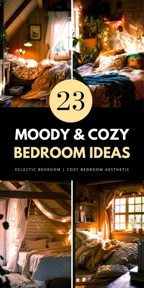 Dive into moody bedroom designs featuring Japandi and eclectic styles. Find tips on warm bedroom decor, lighting ideas, and creating a vibey apartment feel. Save this pin to your 'Home Decor' board and read the full article for more inspiration. Moody Cozy Bedroom, Vibey Apartment, Cozy Farmhouse Bedroom, Moody Bedroom Ideas, Cozy Bedroom Ideas, Cozy Bedrooms, Warm Bedroom, Moody Bedroom, Cozy Fall Bedroom