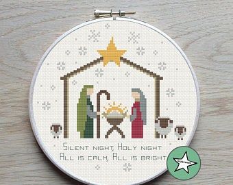 Nativity Cross Stitch Pattern, Nativity Cross Stitch, Perler Christmas, Snowman Cross Stitch Pattern, Christmas Charts, Christmas Religious, Christian Cross Stitch, Wedding Cross Stitch Patterns, Wedding Cross Stitch