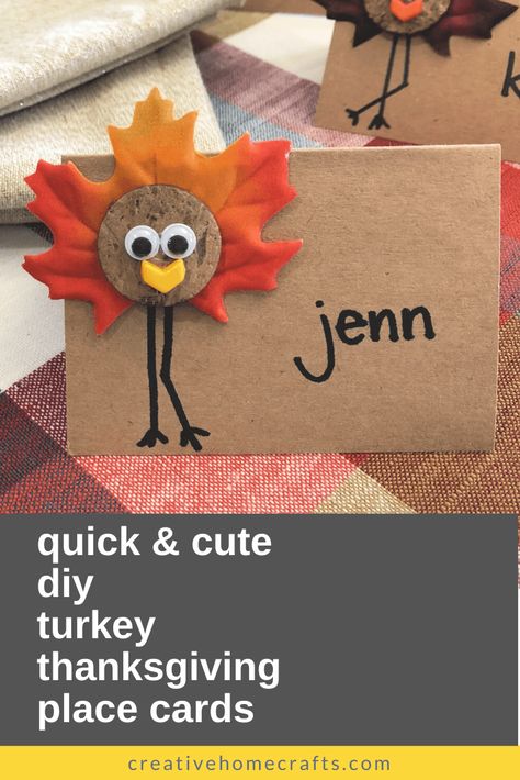 Thanksgiving Table Place Cards, Autumn Craft Ideas, Thanksgiving Name Cards, Turkey Place, Turkey Place Cards, Craft Thanksgiving, Pumpkin Tutorial, Thanksgiving Cards Handmade, Place Settings Thanksgiving