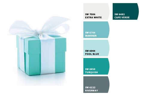 Instantly turn any picture into a palette with ColorSnap, created for you by Sherwin-Williams. Tiffany Blue Office, Tiffany Blue Rooms, Tiffany Blue Paint, Tiffany Blue Bathrooms, Tiffany Blue Bedroom, Blue Pallets, Sherwin Williams Color Palette, Tiffany Blue Color, Ribbon Wedding