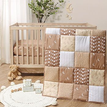 The Peanutshell Boho Celestial 3-pc. Crib Bedding Set, Color: Beige - JCPenney Nursery Crib Decor, Boho Baby Room Ideas, Celestial Bedding, Boho Crib Bedding, Western Nursery, Boho Baby Nursery, Simple Quilts, Boho Celestial