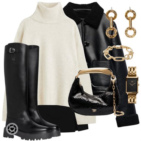 Black White And Gold Outfit, Feminine Winter Outfits, Zara Jumper, Black And Gold Outfit, Smart Casual Work Outfit, Mode Turban, Business Casual Outfits For Women, Hm Skirt, Swag Outfits For Girls