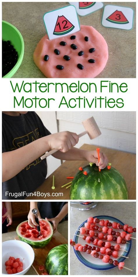 Watermelon Fine Motor Activities - The watermelon hammering was our favorite!! Watermelon Activities, Healthy Food Activities, Picnic Activities, Watermelon Day, Nutrition Activities, Fine Motor Activities For Kids, Picnic Theme, Food Activities, Summer Preschool