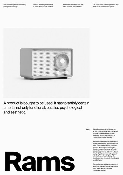 Swiss Style Poster about Dieter Rams Swiss Style Poster, Braun Dieter Rams, Dieter Rams Design, Manual Design, Braun Design, Film Posters Art, Swiss Style, Dieter Rams, Teenage Engineering