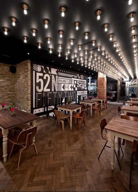 . Cool Bars In London, Interior Brick, Brick Interior Wall, London Cafe, London Bars, Bar Interior, Lightbulbs, Bar Design Restaurant, Design Hotel