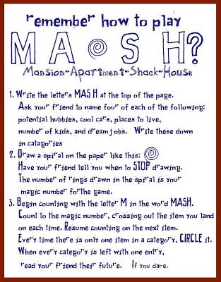 Things To Do At Playdates, Things To Do On A Playdate, Games To Play With Friends When Bored, How Do You Play Mash, Fun Games To Play With Your Friends, Mash Game How To Play, How To Play Mash, Games To Play When Your Bored, Creepy Games To Play At A Sleepover