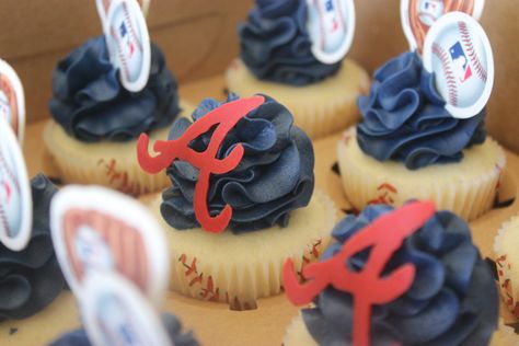 Baseball Cupcakes, Atlanta Braves Baseball, Braves Baseball, Handmade Chocolates, Cupcake Ideas, Party Girls, Atlanta Braves, Party Themes, Cupcake