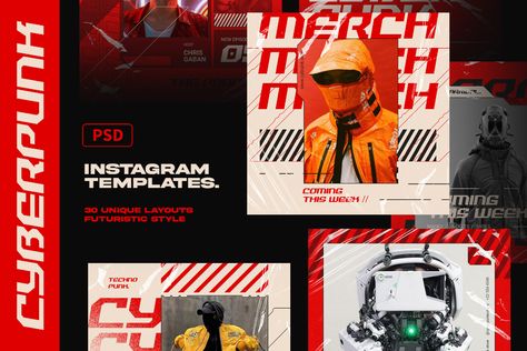 Photoshop Flyer Template, Creative Market Design, Futuristic Cyberpunk, Photoshop Flyer, Cyberpunk Design, Modern Futuristic, Unique Layout, Free Instagram, Photoshop Template