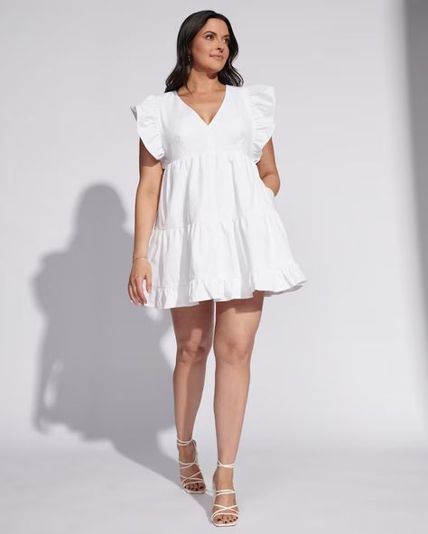 Women's Flutter Sleeve Tiered Mini Dress | Women's Dresses & Jumpsuits | Abercrombie.com Tiered Mini Dress, American Clothing, 50's Dress, White Mini Dress, American Apparel, Flutter Sleeve, Summer Looks, Women's Dresses, Kids Dress