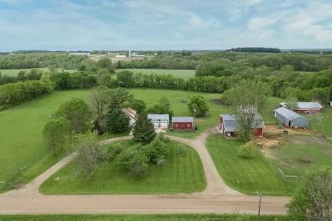 c.1893 Move-in Ready Hobby Farm ~ Barn, Pasture, Outbuildings on 10 Acres in Faribault MN $339,000 - Hobbyfarms #minifarms #farmhouses House On 10 Acres, Tree Border, Corn Crib, Tree Borders, Pole Buildings, Hobby Farm, Utility Buildings, Pear Trees, Horse Farm