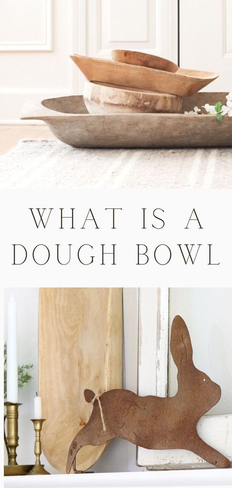 Have you ever heard of a dough bowl? It is an antique kitchen staple with a fascinating history. Shopping for antique dough bowls can be a great way to add unique charm to your home while also investing in a piece of history. Not only is it fun to shop for, but it's interesting to learn about how to make a dough bowl and the history of wooden dough bowls. Read more to learn what is a dough bowl, the history of wood dough bowls and how to make a dough bowl and dough bowl uses. Make A Dough Bowl, Wooden Dough Bowls, Vintage Dough Bowl, Antique Dough Bowl, Homemade Bread Dough, Dough Bowl Centerpiece, Elsie Green, Wooden Dough Bowl, Antique Wall Decor