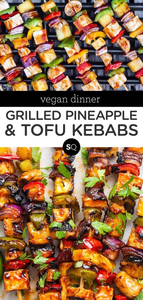 Vegetarian Kebabs On The Grill, Vegetarian Kabobs, Vegan Kabobs, Normal Meals, Pineapple Tofu, Vegan Barbeque, Tofu Kebab, Tofu Skewers, Vegan Grilling Recipes