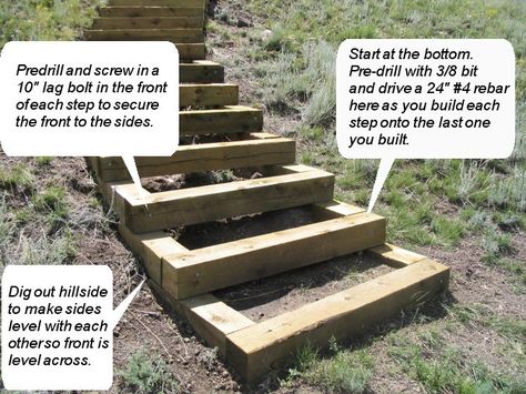 How to build steps up a hill Steps In Grass Bank, Diy Hillside Landscaping Ideas, Diy Landscape Steps, Woodland Landscaping, Hill Backyard, Backyard Stairs, Landscaping Steps, Building Steps, Lavender Hedge