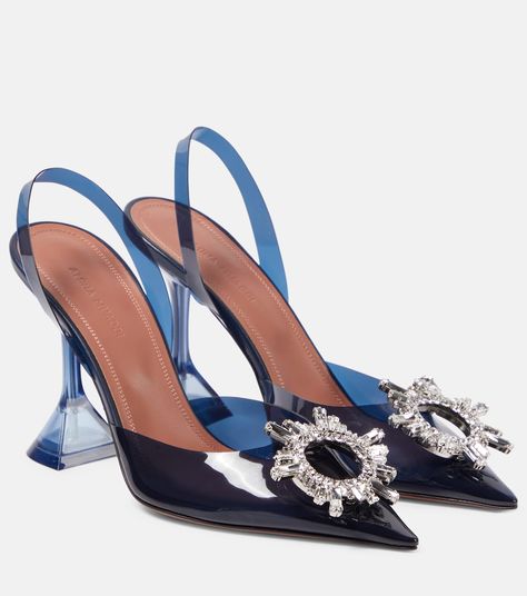 Mytheresa Shoes, Amina Muaddi Begum, Muaddi Shoes, Amina Muaddi Heels, Amina Muaddi Shoes, Casual Ballet Flats, Bridal Clutch Bag, Navy Blue Heels, Mid Heels Pumps