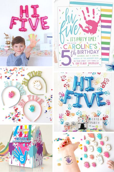 Hi 5 Theme Birthday Party, 5 Bday Party Ideas, 5tg Birthday Ideas, Five Year Old Party Themes, 5yr Birthday Party Ideas, Hi Five Party Ideas, High Five Party Ideas, Five Year Birthday Theme, 5 Yrs Old Birthday Party Ideas