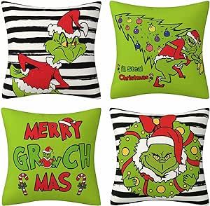 Home Office Sofa, Grinch Stuff, Winter Pillow Covers, Elegant Throw Pillows, Grinch Decorations, Bed Decoration, Grinch Christmas Decorations, Winter Pillows, Farmhouse Throw Pillow