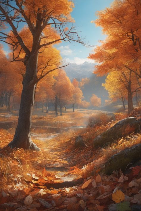 Scenic Painting, Aesthetic Orange, Beautiful Halloween, Rp Ideas, Gorgeous Scenery, Autumn Colours, Halloween Wallpaper Iphone, Autumn 2023, Forest Art