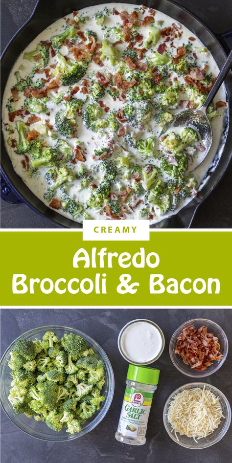 Vegetable Alfredo, Alfredo Broccoli, Broccoli Side Dish, Broccoli Bacon, Creamy Alfredo Sauce, Chicken Broccoli Alfredo, Broccoli Alfredo, Alfredo Recipe, Frozen Broccoli