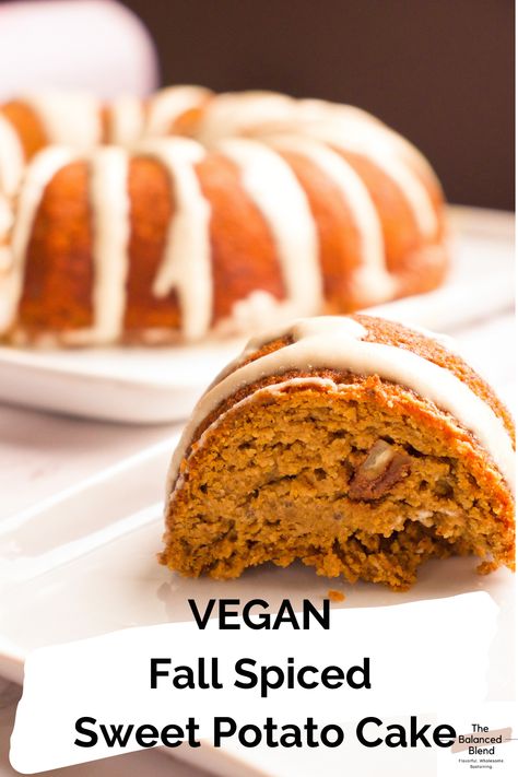 This Vegan Spiced Sweet Potato Bundt Cake with a Vegan Cream Cheese Frosting is the perfect Fall Dessert! AND its naturally gluten-free, vegan, refined-sugar free, and healthy! Sweet Potato Bundt Cake, Vegan Sweet Potato Recipes, Quick Snacks For Kids, Sweet Potato Pound Cake, Vegan Cream Cheese Frosting, Sweet Potato Cake, Vegan Cream, Healthy Vegan Desserts, Vegan Sweet Potato