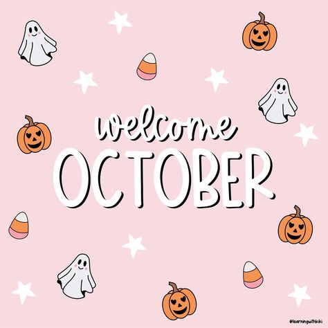 Happy 1st Of October, October Ipad Wallpaper Aesthetic, October Design Ideas, Hello October Halloween, Hello October Wallpapers, Month Widget, October Graphic, October Background, October Season