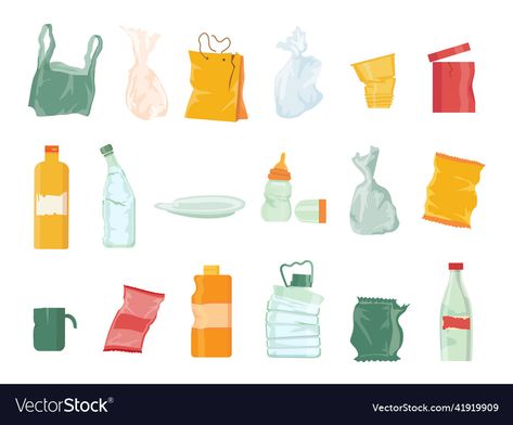 Non Biodegradable Waste Images, Plastic Waste Illustration, Plastic Bottle Illustration, Plastic Infographic, Garbage Pollution, Industry Illustration, Plastic Drawing, Biodegradable Waste, Clean Up Day