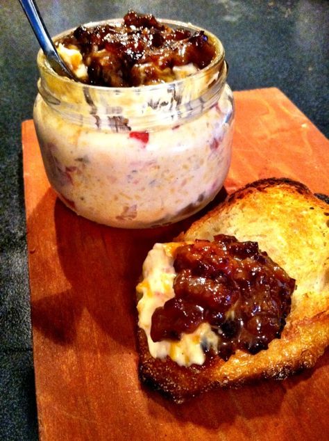 Meal 14: Pimento Cheese and Bacon Marmalade – Chef Ryan Smith | cookingwithdut Bacon Marmalade, Pimento Cheese Dip, Future Chef, Bacon Dip, Bacon Jam, Pimento Cheese, Christmas Snacks, Game Day Food, Cooking Recipes Desserts