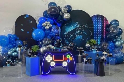 Gamers Party Ideas, Nintendo Birthday Party, Game Truck Birthday Party, Playstation Party, 7th Birthday Boys, Game Truck Party, Sweet Sixteen Birthday Party Ideas, Video Games Birthday Party, Basketball Birthday Parties