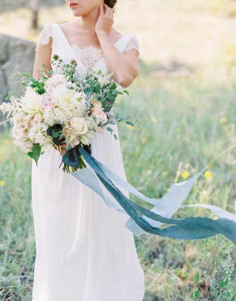 Elegant ribbon bouquets: http://www.stylemepretty.com/collection/3444/ Wrapping Table, Wedding Dresses Simple Elegant, Wedding Bouquet Ribbon, Wedding Aisles, Bouquet Pastel, Chairs Wedding, Ribbon Bouquet, Habotai Silk, Cotton Ribbon