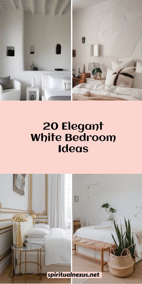 Transform your bedroom with 20 elegant white decor ideas that inspire pure tranquility. From luxurious bedding to stylish furniture and accents, these designs will give your space a sophisticated yet cozy feel. Perfect for those who love bright, airy vibes! #ElegantBedroom #WhiteInteriors #BedroomGoals Beds With Windows Behind Them, White Bed Bedroom Ideas, Bedroom White Bed, Elegant White Bedroom, White Bedroom Decor Ideas, White Bedroom Ideas, All White Bedroom, Modern Luxury Living Room, Luxurious Bedding