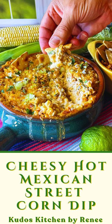 This Cheesy Hot Mexican Street Corn Dip is my jujjed-up take on a traditional Elote dip, but I've added extra cheese and roasted chiles to ramp up the flavor and be the life of any party! #mexicanstreetcorn #elote #elotedip #mexicanstreetcorndip #corndip #hotcorndip #hotcheesedipwithcorn #cornandcheesedip #mexicancorndip Elote Corn Dip Recipe, Hot Mexican Street Corn Dip, Hot Mexican Street Corn, Hot Mexican Corn Dip, Roasted Corn Dip, Beach Foods, Elote Dip, Mexican Corn Dip, Street Corn Dip