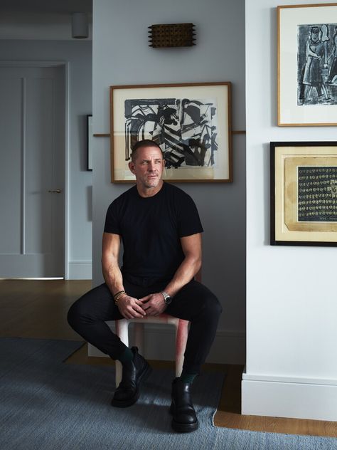 Robert Stilin, Interior Design in the Know, on his New Home in Red Hook Masculine Decor Apartment, Robert Stilin, Masculine Apartment, Mens Fashion Aesthetic, Red Hook Brooklyn, Saint Laurent Store, Masculine Interior, Masculine Decor, Moody Interiors