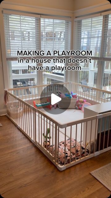 Brooke Stepp on Instagram: "Making a playroom in a house that doesn’t have a playroom! The rug is @tumblerugs 🤗 #playroom #babyroom #rug #washablerug #amazon #amazonfinds #babytoys #hoursetour" Nursery With Play Area, Tv In Playroom, Playroom Conservatory Ideas, Playroom 1 Year, Living Room Baby Play Area, Gross Motor Playroom, One Year Old Room, Diy Soft Play Area, Baby Play Area In Living Room