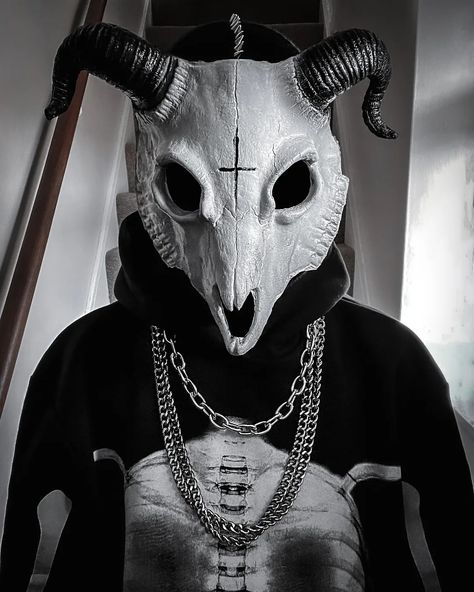 Gothic Grunge dark aesthetics costume goth accessories alternative tumbler masks Hoodie chains Goat Costume, Goth Mask, Goat Mask, Gothic Mask, Dark Costumes, Dark Mask, Mask Aesthetic, Dark Aesthetics, Goth Accessories