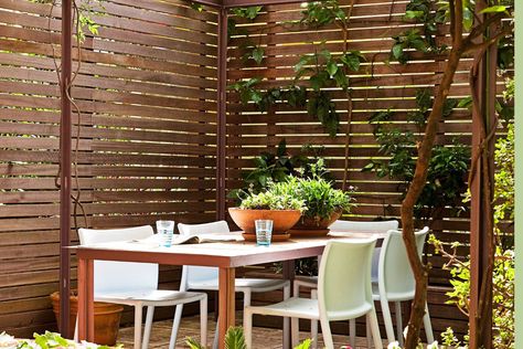 How to make a garden privacy screen | Better Homes and Gardens Rock Retaining Wall, Garden Privacy Screen, Cool Fire Pits, Garden Privacy, Garden Screening, Memorial Garden, Pergola Designs, Homes And Gardens, Cabin Homes