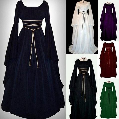 Item Type: Sets Material: Polyester Characters: medieval women Components: Dresses Women Middle Age, Vintage Style Women, Gothic Dresses, Dresses Floor Length, Vestidos Retro, White Vintage Dress, Preppy Women, Women Cosplay, Long Gown Dress