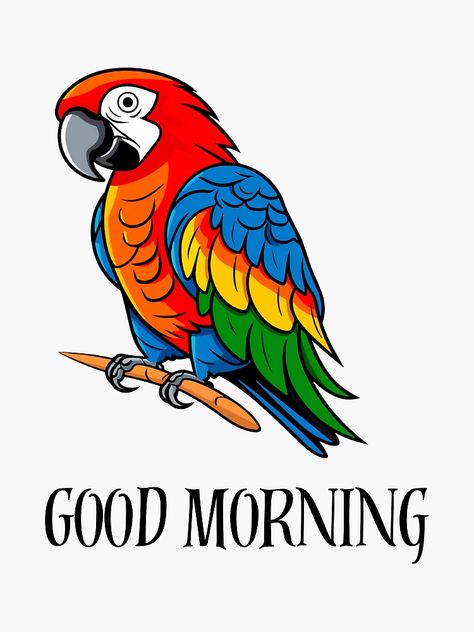 "A parrot telling you Good Morning." Sticker for Sale by Crazy Stepping print | Redbubble Parrot Tattoo, Restroom Signs, Parrot Head, Head Tattoo, Restroom Sign, Actor Photo, Drawing Ideas, Parrot, Good Morning