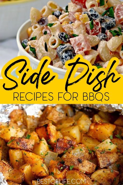 So you've got the grill fired up, the meat smoking, and the drinks iced, now how about some of the best side dishes for a BBQ? BBQ Recipes | Recipes for Outdoor Parties | Recipes for Summer Parties | Summer Recipes | Party Recipes | Recipes for a Crowd | Side Dish Recipes for a Crowd | Dinner Party Recipes | Summer Party Recipes | BBQ Recipes for a Crowd | Easy Side Dish Recipes | Summer Salad Recipes | Salad Recipes for Parties #summerrecipes #partyrecipes via @thebestoflife Recipes For A Crowd Dinner, Bbq Recipes For A Crowd, Side Dishes For A Bbq, Best Bbq Sides, Easy Cookout Food, Summer Party Recipes, Summer Cookout Side Dishes, Best Sides For Bbq, Barbecue Party Food