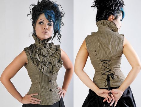 The Amazing Steampunk Fashion Of Retroscope Fashions | Bored Panda Steampunk Blouse, Steampunk Mode, Everyday Steampunk, Mode Steampunk, Victorian Blouse, Victorian Steampunk, Steampunk Costume, Ladies Tops, Steampunk Fashion