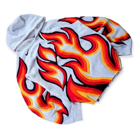 Nike Costume, Gang Clothes, Painted Apparel, Fire Hoodie, Remake Clothes, Diy Clothes Patterns, Nike Slippers, Custom Sneakers Diy, Tie Dye Sweater