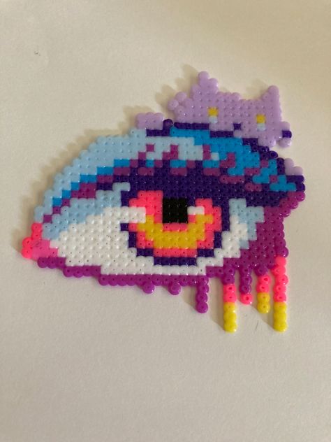 Cool Things To Make With Legos, Eye Perler Bead Patterns, 2.6mm Perler Bead Patterns, Lisa Frank Perler Bead Patterns, Mini Fuse Bead Patterns, Large Perler Bead Art, Fuse Bead Art, Small Pearler Bead Ideas, Perler Bead Patterns Small Easy Cute