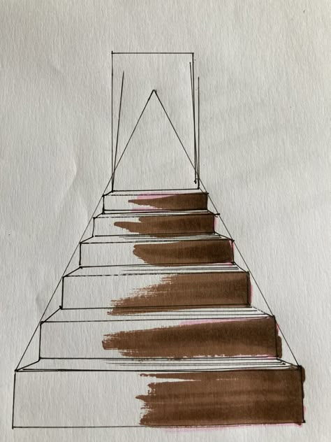 How To Draw Stairs Step By Step, Stairs Art Drawing, Drawing Stairs, Stairs Drawing, Staircase Drawing, How To Draw Stairs, Modern Staircase Design, 3 Point Perspective, Bookshelf Modern