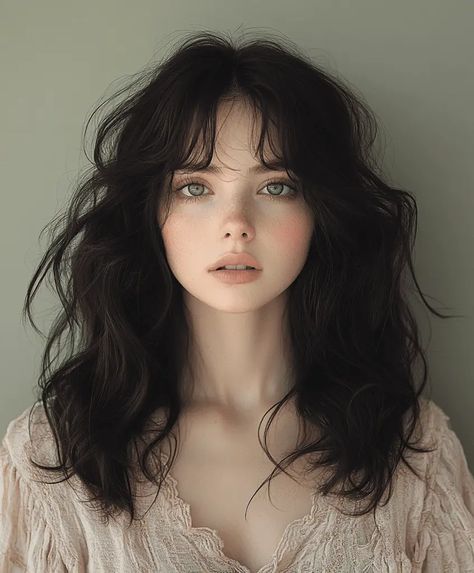 Wavy Bangs Medium Hair, Long Wavy Hairstyles With Bangs, Cute Hair With Bangs, Wavy Side Bangs, Long Wavy Hair With Bangs, Curly Hair Side Bangs, Styling Bangs Tutorial, Face Framing Hair, Hairstyle Girl