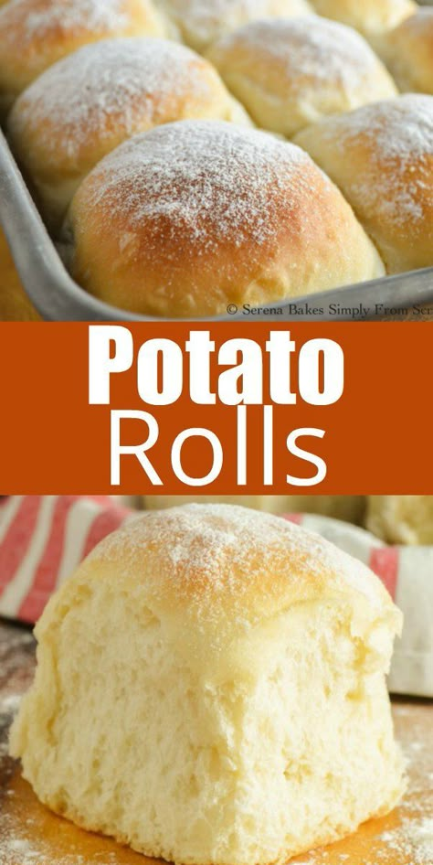 Easy to make Potato Rolls recipe are soft, light, and fluffy! These are always a hit at the holidays and must for Thanksgiving from Serena Bakes Simply From Scratch. A favorite dinner roll recipe. Potato Dinner Rolls Recipe, Dinner Rolls Recipe Easy, Potato Dinner Rolls, Potato Rolls Recipe, Rolls Recipe Easy, Group Recipes, Quick Rolls, Potato Rolls, Rolls Easy