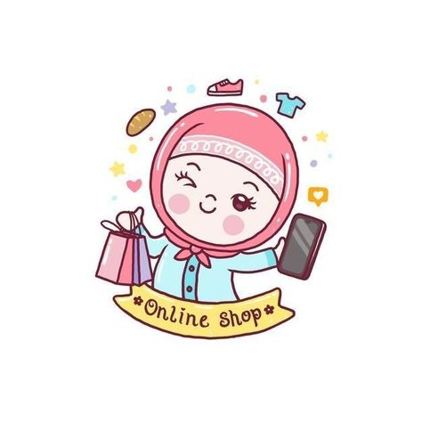 Business Card Icons, Pet Shop Logo, خريطة ذهنية, Logo Online Shop, Shopping Pictures, Toys Logo, Kids Logo Design, Islamic Cartoon, Hijab Cartoon