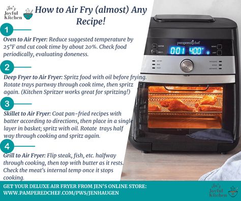 Deluxe Air Fryer Recipes & Care - Jen Haugen Deluxe Air Fryer Pampered Chef, Pamper Chef Air Fryer Recipes, Pampered Chef Deluxe Air Fryer Recipes, Pampered Chef Air Fryer Recipes, Pampered Chef Air Fryer, Kitchen Reference, Pampered Chef Inspired Recipes, Recipes Instructions, Fruit Leather Recipe