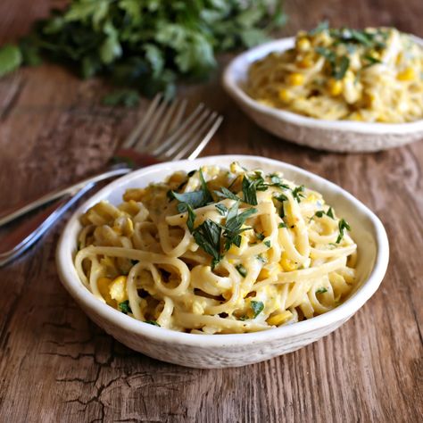 Late Summer Pasta with Roasted Corn Sauce Corn Sauce, Corn Pasta, Roasted Corn, Cheese Salad, Vegetarian Dinner, Summer Dinner, Sauce Recipe, Late Summer, Sauce Recipes