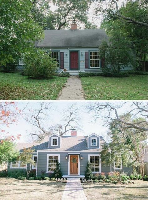 We all know that curb appeal is important to the look, feel, and resale of our home, but changing our home’s exterior is easier said than done. Whether you can only afford a few cans of paint, or whether you’re ready to completely renovate, these 20 home exterior makeover before and after ideas are sure to inspire! … Cape Cod Renovation, Cape Cod Exterior, Architecture Renovation, Home Exterior Makeover, Exterior Renovation, Exterior Makeover, Casa Exterior, Diy Simple, Exterior Remodel