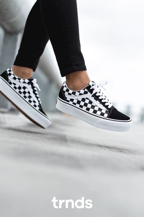 Vans Platform Sneakers Outfit, Platform Sneakers Outfit, Vans Platform Sneakers, White Checkered Vans, Old Skool Platform, Vans Outfit, Vans Checkerboard, Skate Shoe, Shoe Inspiration