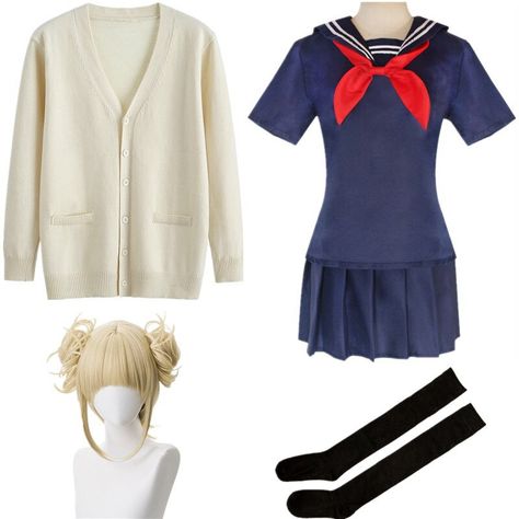 Mha Women, Himiko Toga Cosplay, Toga My Hero Academia, Aquaman Cosplay, Toga Cosplay, Uniform Sweater, Japanese Sweater, Hero Academia Cosplay, Black Cosplay Wig